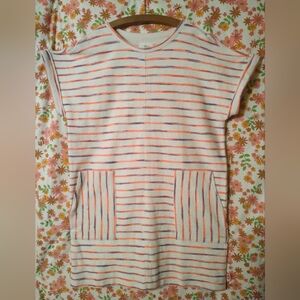 Lou & Grey French Terry Dress with Bubblegum Pink and Blue Accents